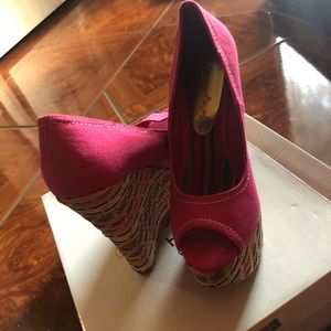 Pink wedge heels colored heels